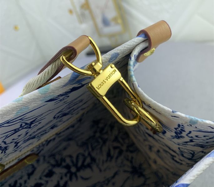 Louis Vuitton LV By The Pool Monogram Tiles Canvas Onthego PM Tote In Lagoon Blue