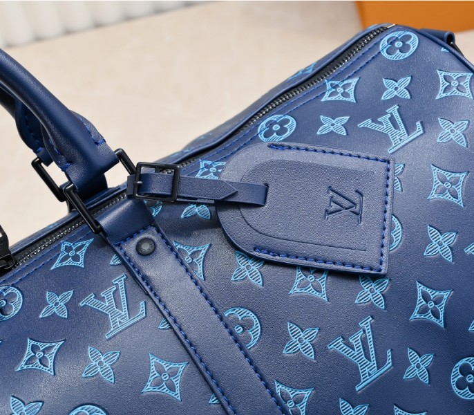 Monogram Shadow Keepall Bandouliere 50 In Navy River Blue