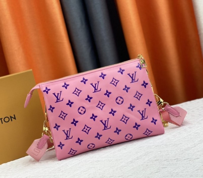 Louis Vuitton Coussin PM Bag In Pink And Purple With Jacquard Strap