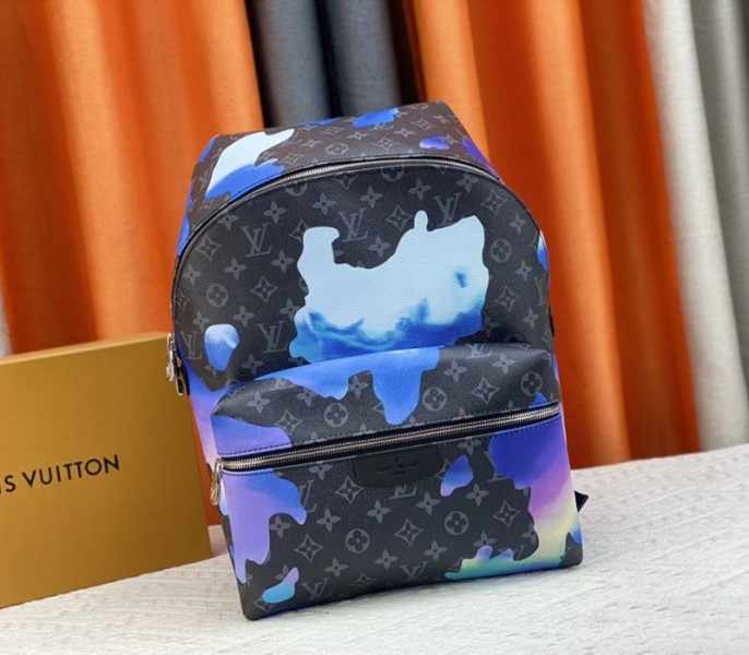 Louis Vuitton Monogram Eclipse Discovery Backpack In Blue Sunrise