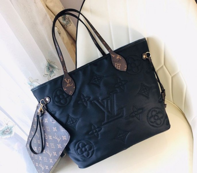Louis Vuitton Econyl Regenerated Nylon Neverfull MM Tote In Black