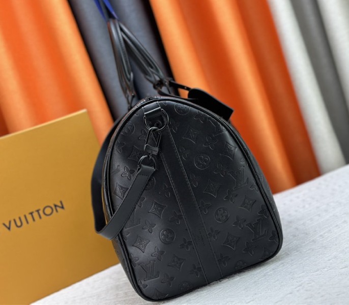 Louis Vuitton Monogram Shadow Leather Keepall Bandouliere 50 In Black