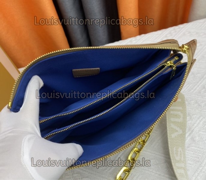 Louis Vuitton Coussin PM Bag In Taupe With Jacquard Strap