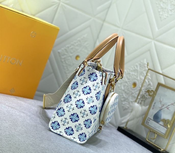 Louis Vuitton LV By The Pool Monogram Tiles Canvas Onthego PM Tote In Lagoon Blue