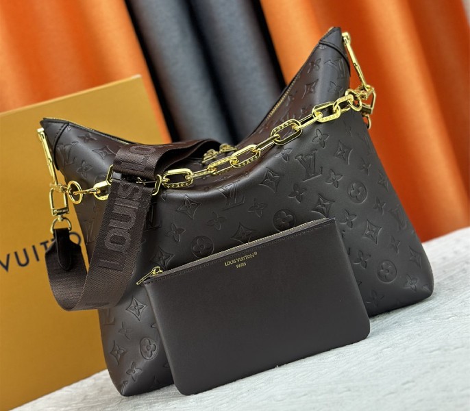 Louis Vuitton Monogram Empreinte Coussin MM Hobo In Chocolate