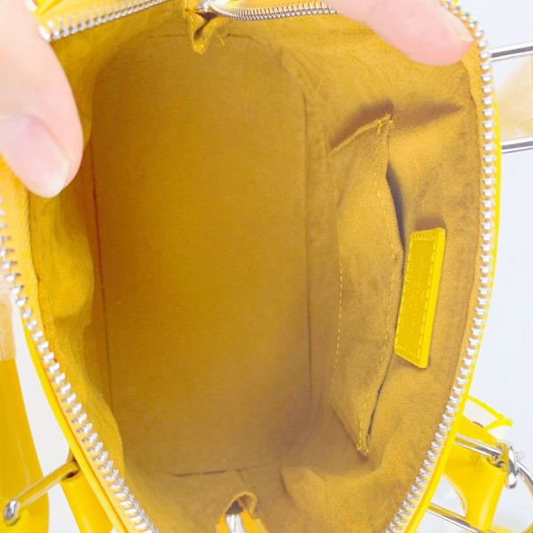 Louis Vuitton Epi Leather Alma BB Handbag In Cedrat Yellow With Jacquard Strap