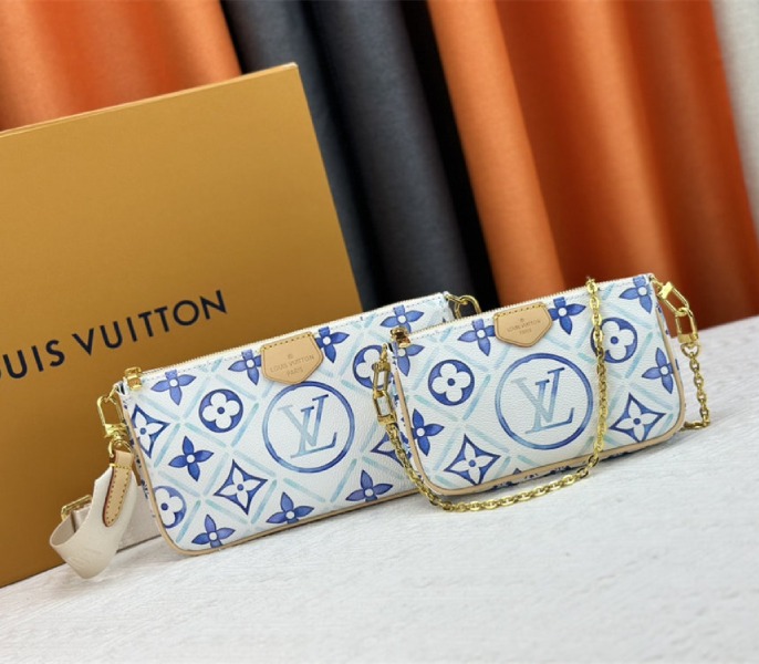 Louis Vuitton LV By The Pool Monogram Tiles Canvas Multi Pochette Accessoires In Lagoon Blue