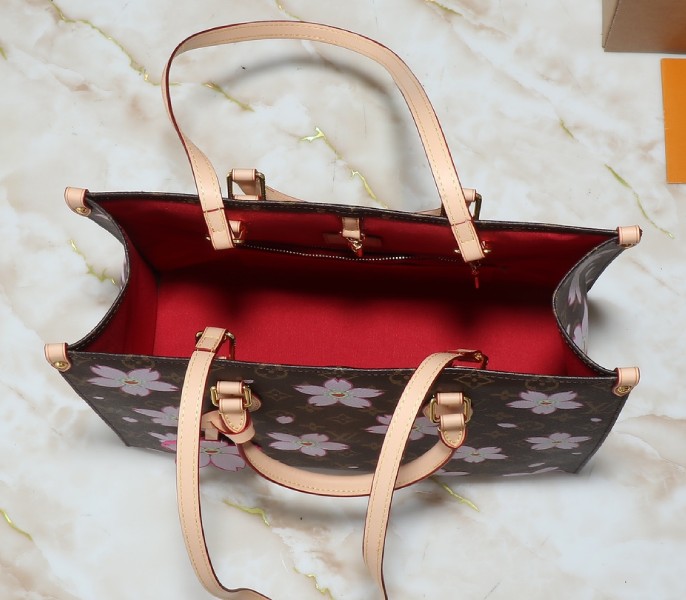 X TM Monogram Canvas Onthego MM With Cherry Blossom