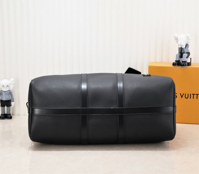 Louis Vuitton Aerogram Keepall Bandouliere 50 Travel Bag In Black