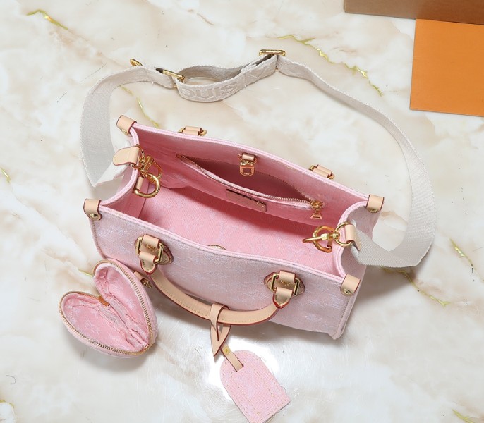 Monogram Denim OnTheGo PM In Washed Pink