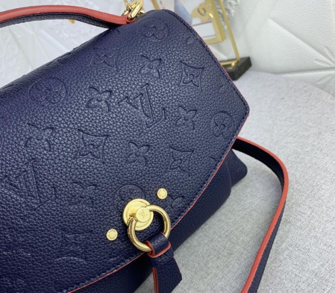 Louis Vuitton Monogram Empreinte Leather Blanche BB Handbag In Navy Blue