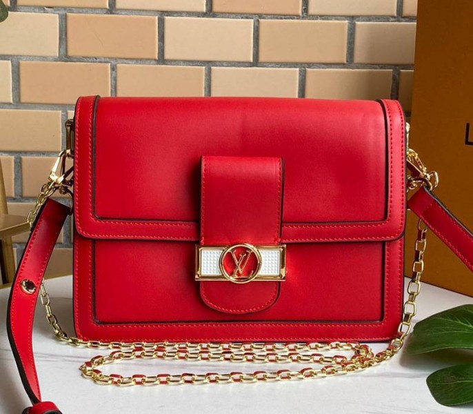 Louis Vuitton Dauphine Lugano MM Bag In Bloody Mary Red