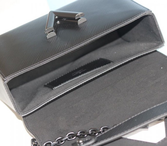 Louis Vuitton Epi Leather Twist MM Canvas Trompe loeil Braid Bag In All Black