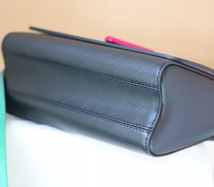 Louis Vuitton Epi Leather Twist MM Handbag In Black With Gradient Strap