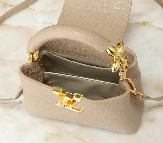 Louis Vuitton Capucines Mini Capucines Handbag In Galet Gray