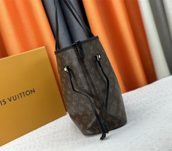 Louis Vuitton Neverfull Bandouliere Inside Out MM Tote In Monogram Canvas And Black Leather