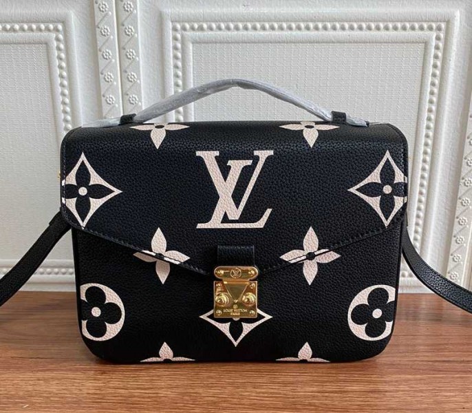 Louis Vuitton Bicolor Monogram Empreinte Metis Bag In Black And Beige