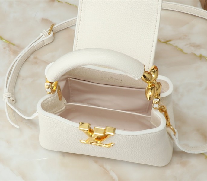 Louis Vuitton Capucines Mini Capucines Handbag In Quartz White