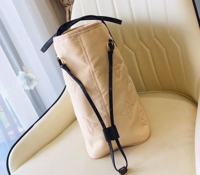 Louis Vuitton Econyl Regenerated Nylon Neverfull MM Tote In Cream