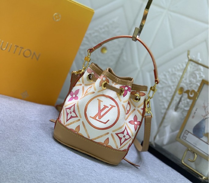 Louis Vuitton LV By The Pool Monogram Tiles Canvas Nano Noe Bag In Coral