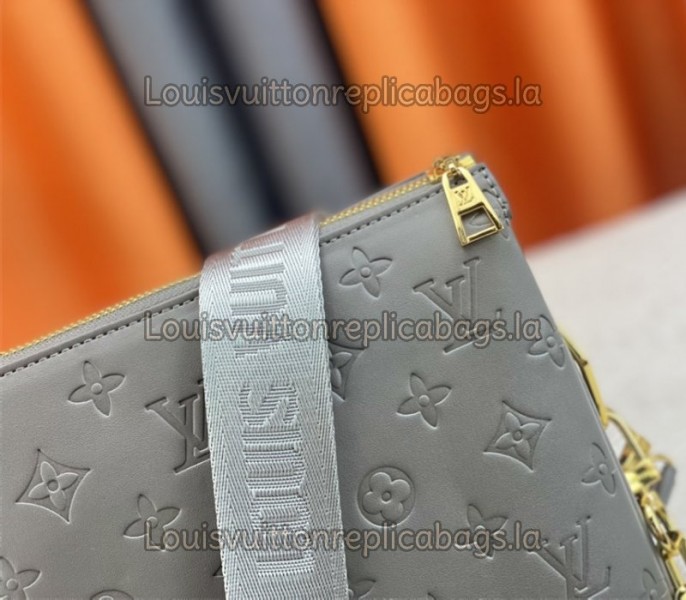 Louis Vuitton Coussin MM Bag In Gray With Jacquard Strap
