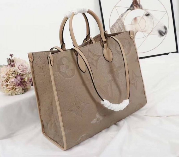 Louis Vuitton Monogram Empreinte Giant Onthego GM Tote In Beige