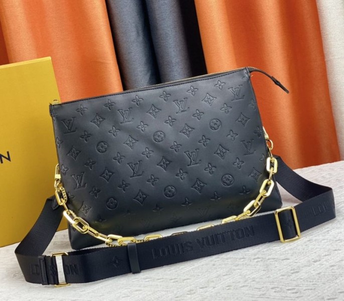 Louis Vuitton Coussin MM Bag In Black With Jacquard Strap