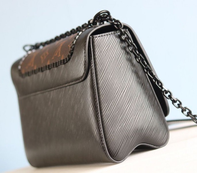 Louis Vuitton Epi Leather Twist MM Canvas Trompe loeil Braid Bag In All Black