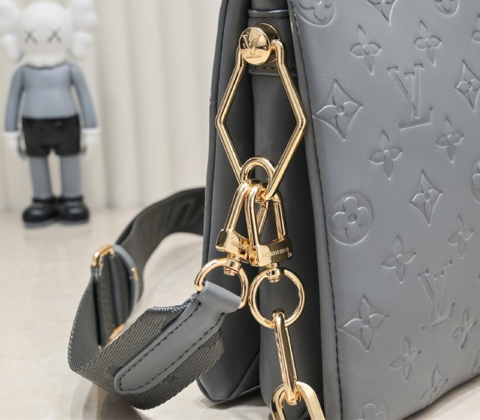Louis Vuitton Coussin PM Bag In Gray With Jacquard Strap