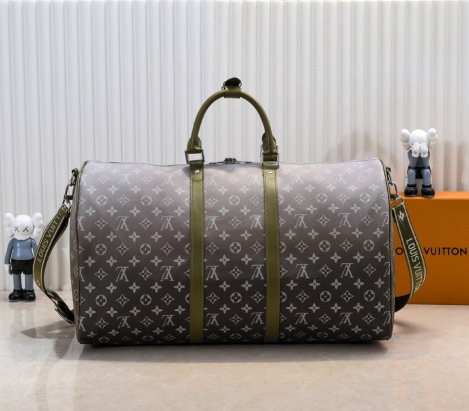 Monogram Gradient Canvas Keepall Bandouliere 55 In Khaki Green
