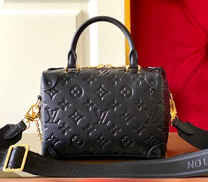 Louis Vuitton Monogram Empreinte Petite Malle Souple Handbag In Black