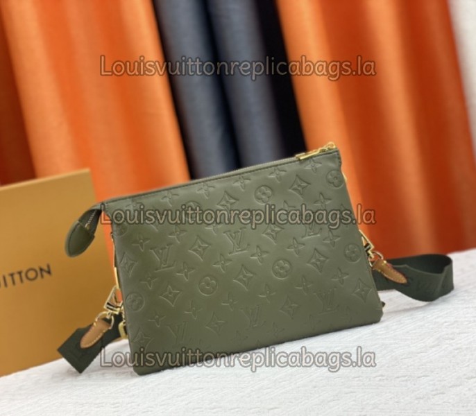 Louis Vuitton Coussin PM Bag In Khaki With Jacquard Strap