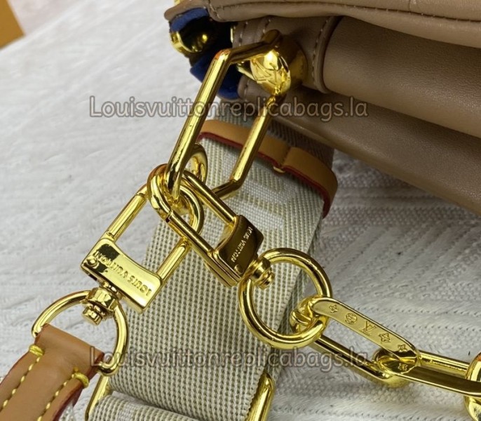 Louis Vuitton Coussin PM Bag In Taupe With Jacquard Strap