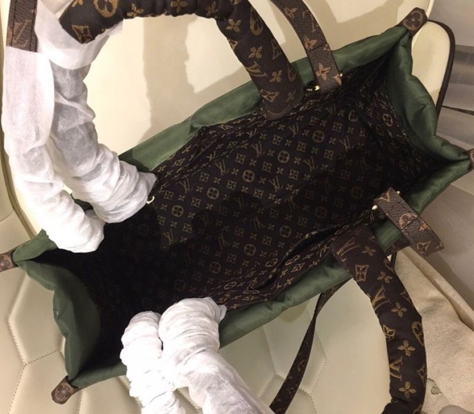 Louis Vuitton Econyl Regenerated Nylon Onthego GM Tote In Khaki Green