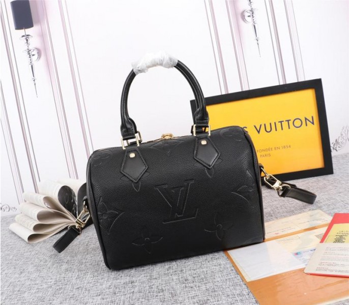 Louis Vuitton Monogram Empreinte Leather Speedy Bandouliere 25 Handbag In Black