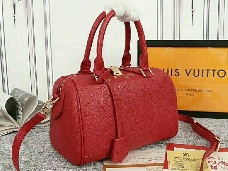 Louis Vuitton Monogram Empreinte Speedy Bandouliere 25 Handbag In Red