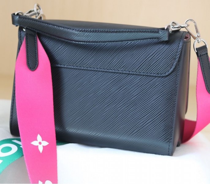Louis Vuitton Epi Leather Twist MM Handbag In Black With Gradient Strap