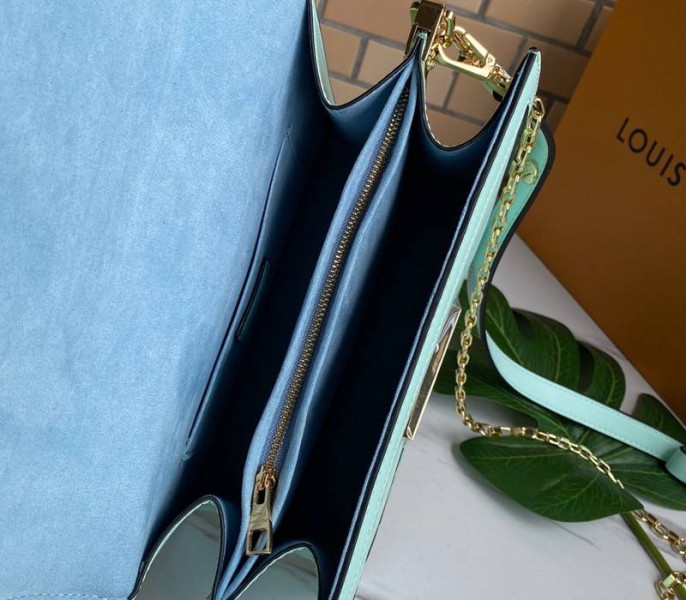 Louis Vuitton Dauphine Lugano MM Bag In Bleu Azur Blue