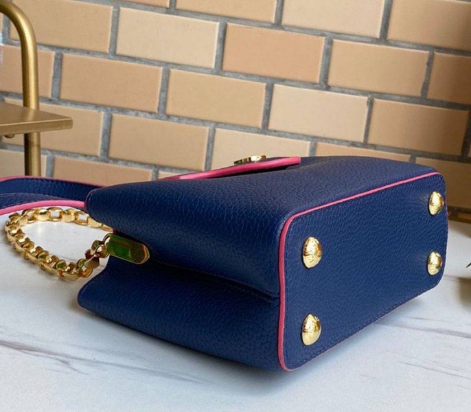 Louis Vuitton Capucines Mini Chain Bag In Navy Blue