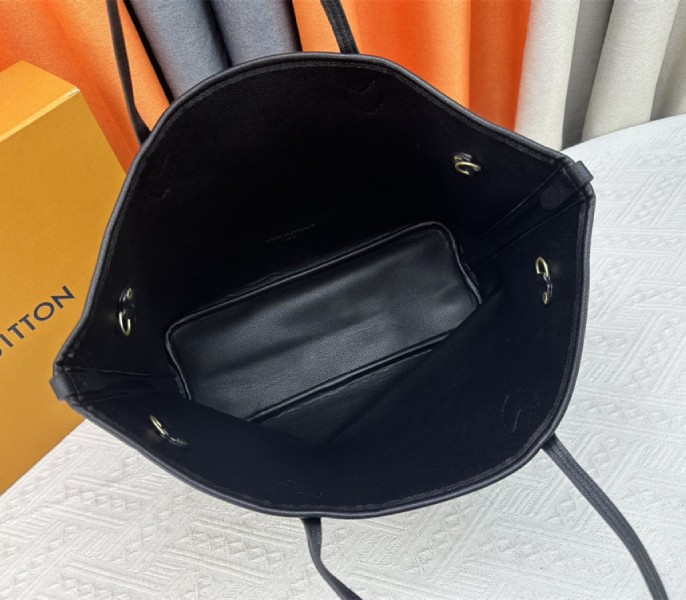 Louis Vuitton Neverfull Bandouliere Inside Out MM Tote In Monogram Canvas And Black Leather