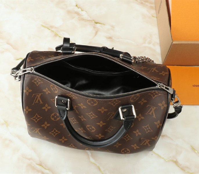 Louis Vuitton Monogram Canvas Soft Speedy 30 Dark Handbag In Black
