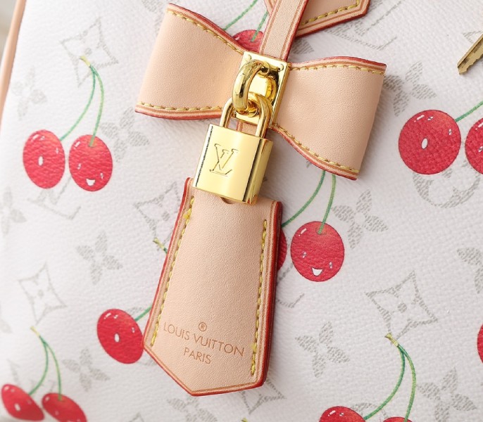 X TM Monogram Cherry Canvas Speedy Soft Bandouliere 30 In White