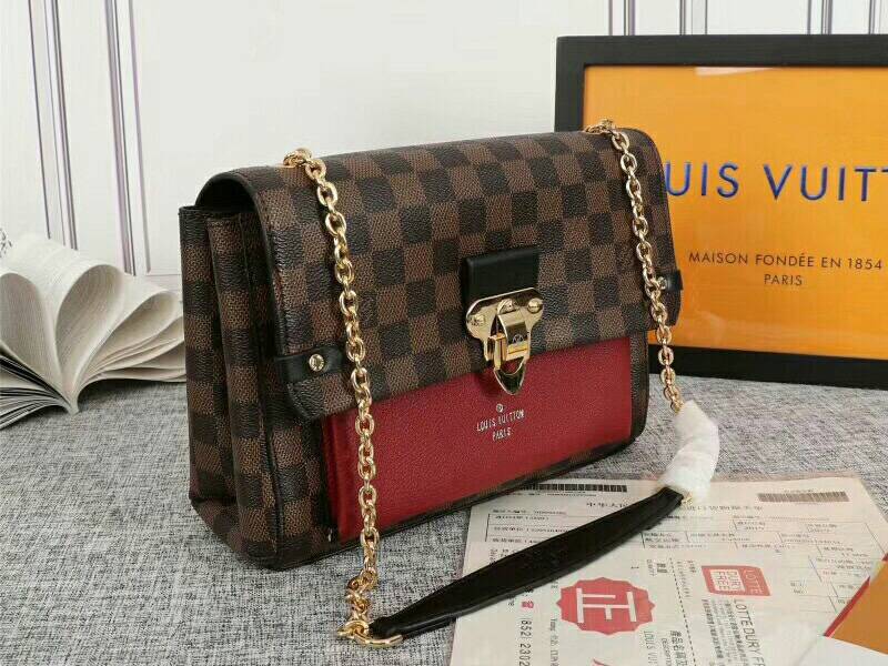 Louis Vuitton Damier Ebene Canvas Vavin PM Bag In Bordeaux Red