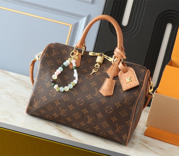 Louis Vuitton Monogram Canvas Soft Speedy 30 Boho Handbag In Tan