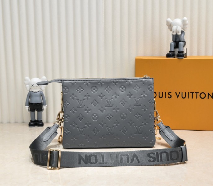 Louis Vuitton Coussin PM Bag In Gray With Jacquard Strap
