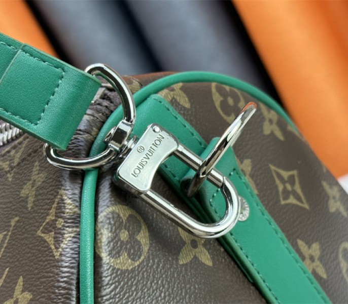 Louis Vuitton Monogram Macassar Canvas Keepall Bandouliere 50 In Borneo Green