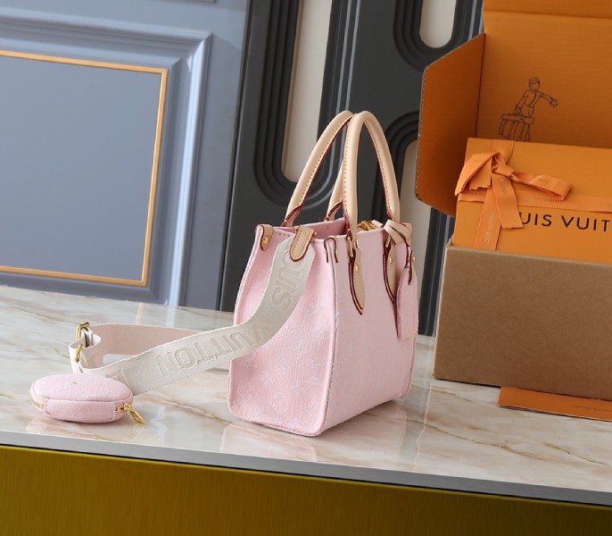 Monogram Denim OnTheGo PM In Washed Pink