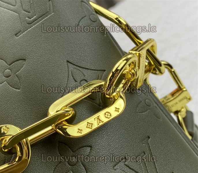 Louis Vuitton Coussin MM Bag In Khaki With Jacquard Strap