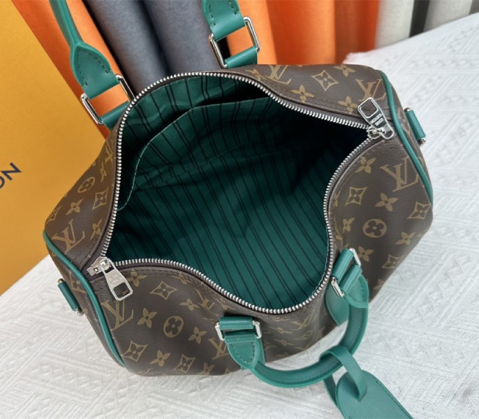 Louis Vuitton Monogram Macassar Canvas Keepall Bandouliere 35 In Borneo Green