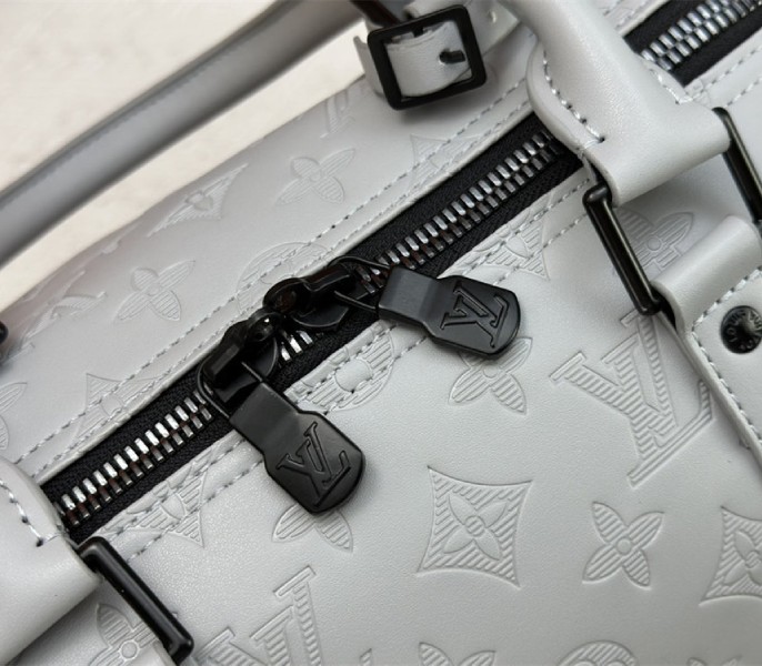 Louis Vuitton Monogram Shadow Leather Keepall Bandouliere 50 In Anthracite Gray